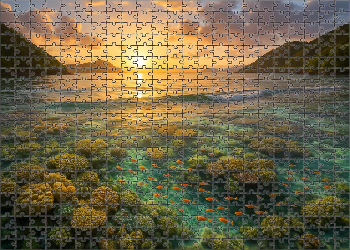 Golden Sunrise Bay Radiant Shallows Brimming With Life 1000 Piece Puzzle