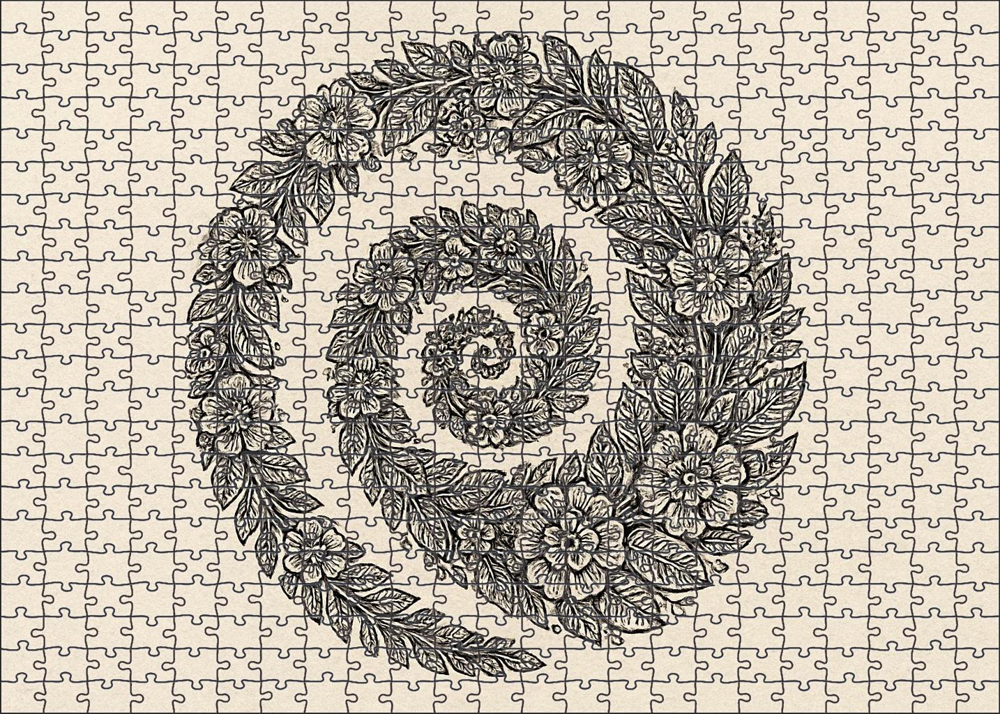 Dynamic Floral Spiral Continuous Ink Line Drawing With Patterned Textures Family Puzzles