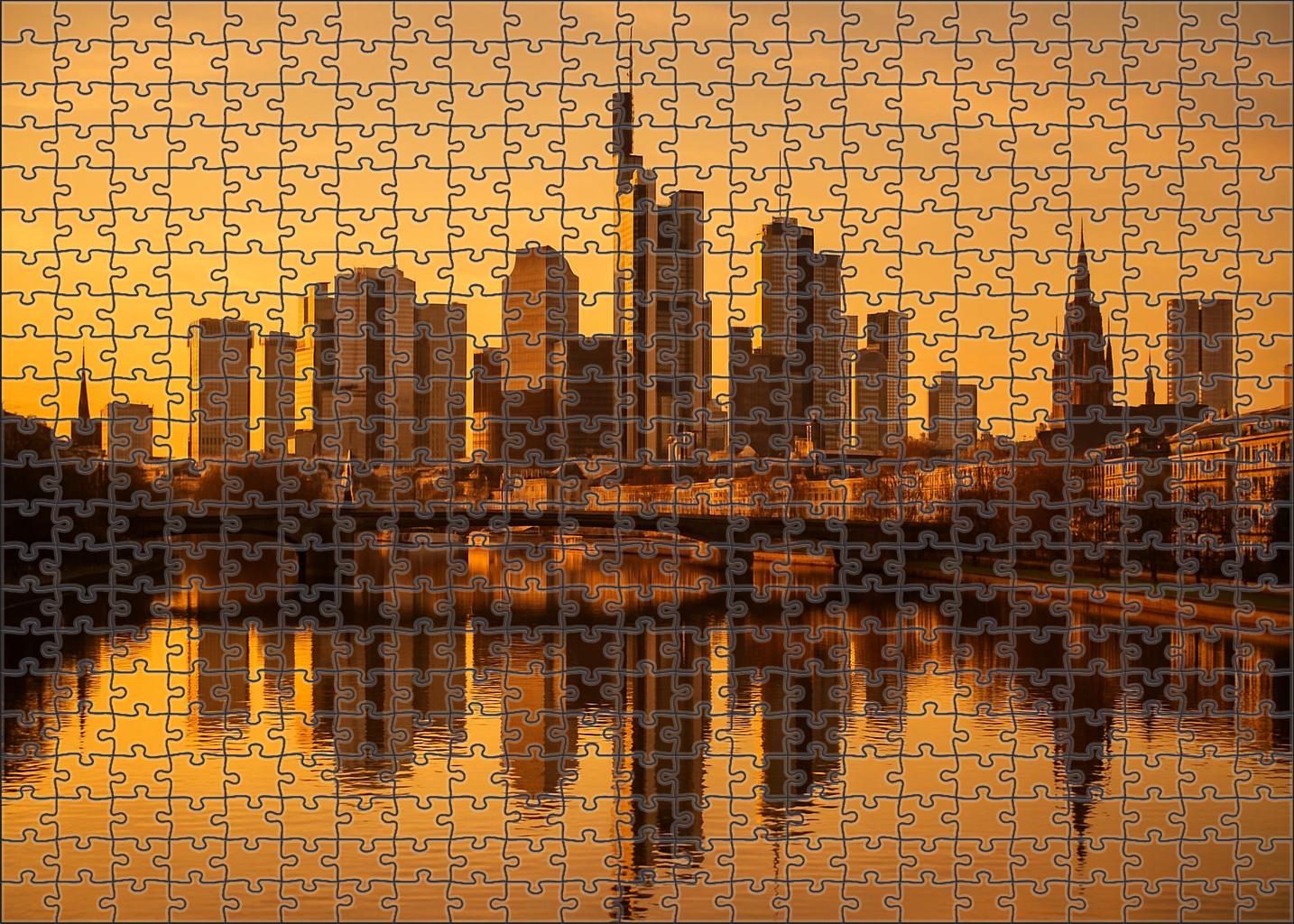 Frankfurt Skyline Europe's Financial Hub With Iconic Messeturm Tower Mini Puzzle
