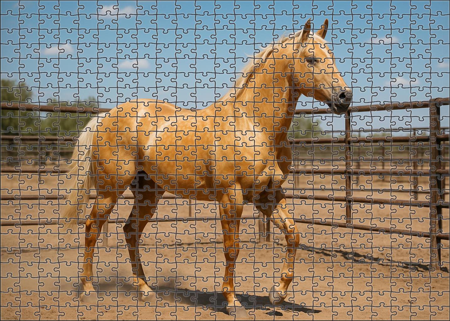 Golden Mirage Dappled Palomino Quarter Horse With Strong Stock Horse Traits Mini Puzzle