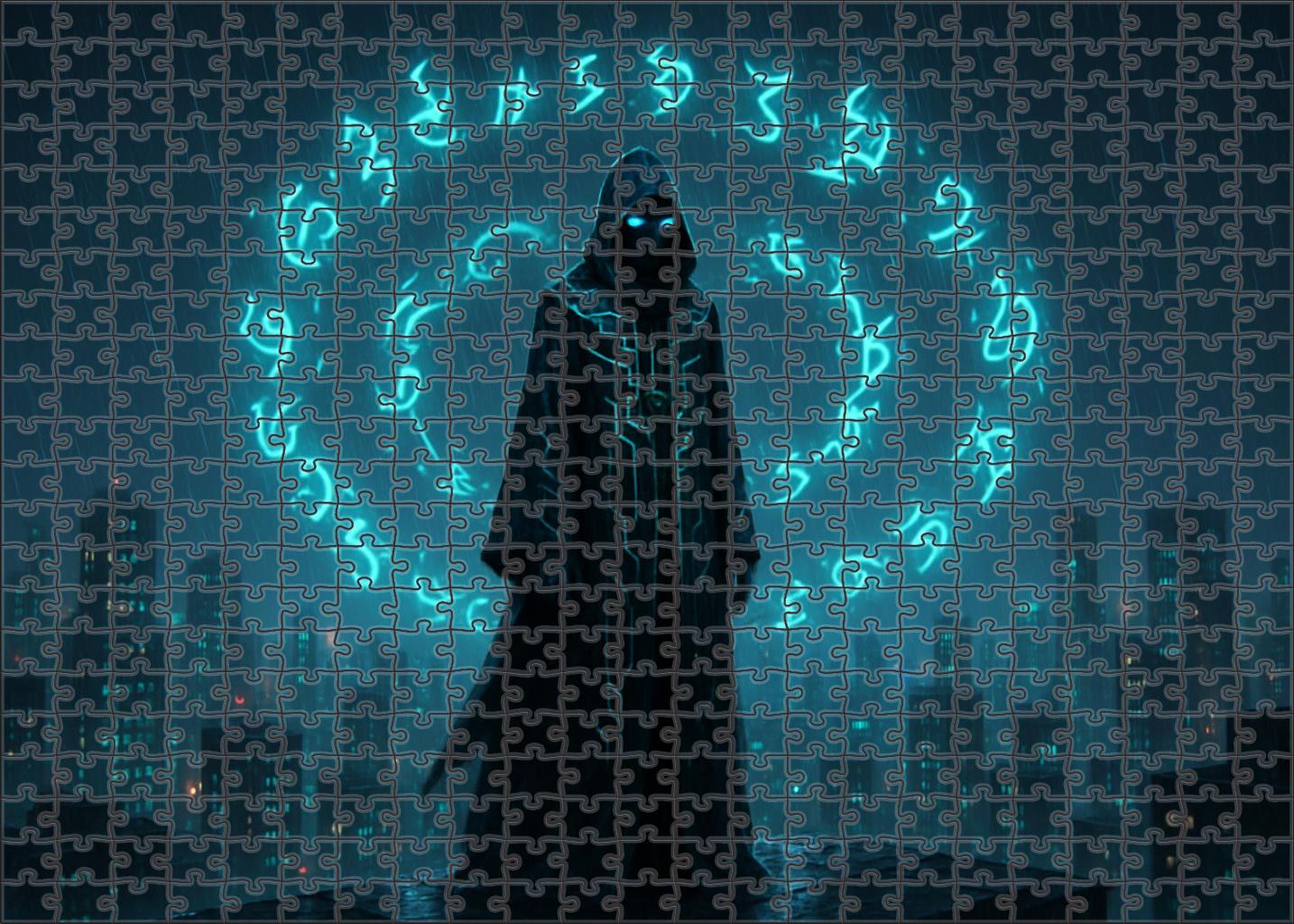 Digital Witchcore Mystique Enchanted Cyber Sorcery In Neon Shadows 20 Piece Puzzle