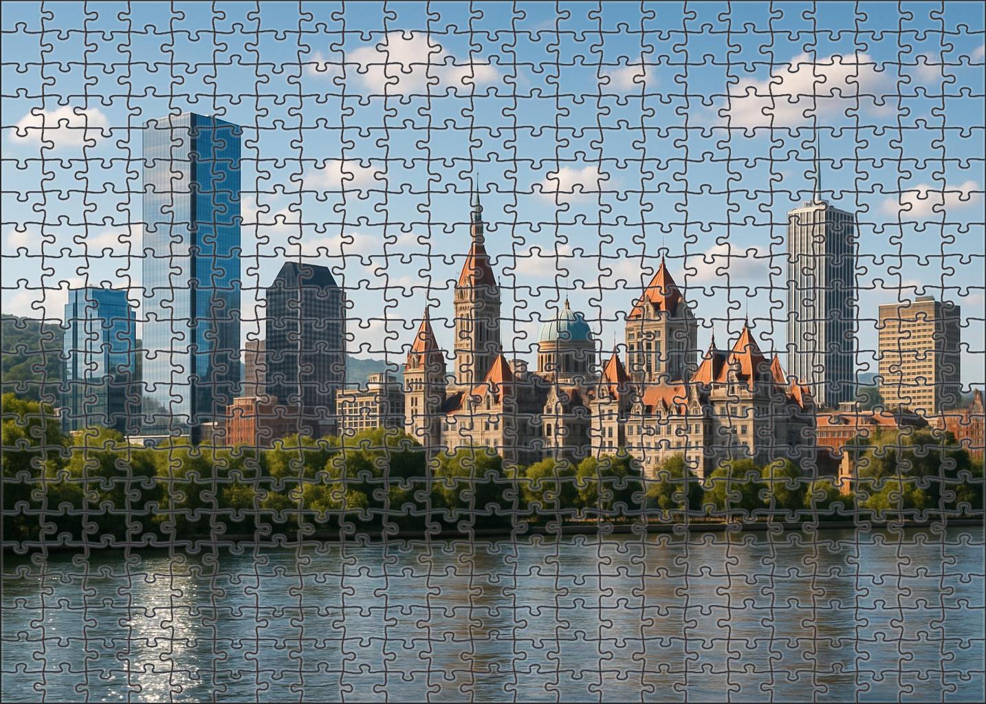 Montreal Skyline Historic And Modern Mix On The St Lawrence River Mini Puzzle