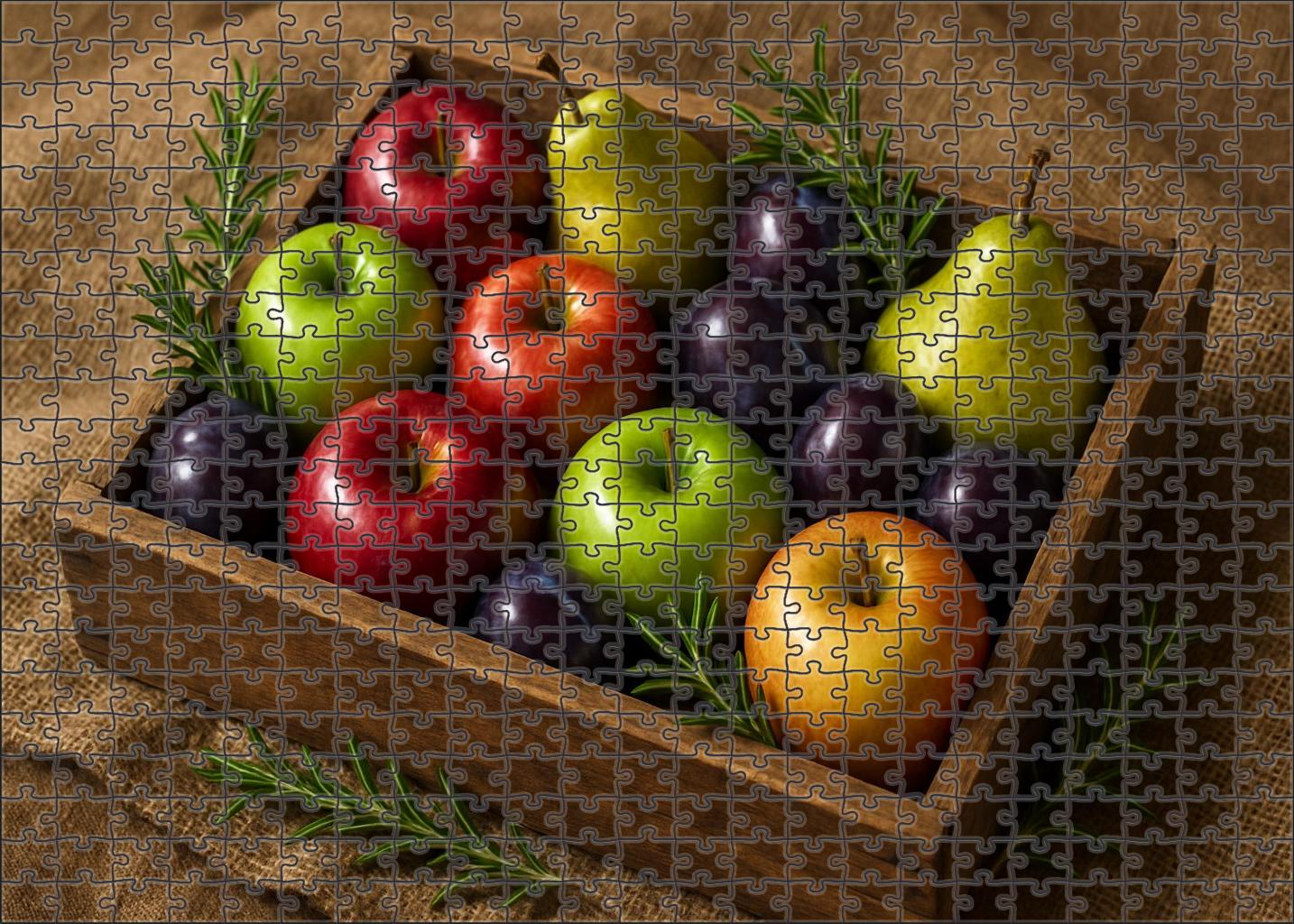 Autumn Orchard Crate Crisp Apples Pears And Plums In A Rustic Wooden Box 1000 Piece Puzzle