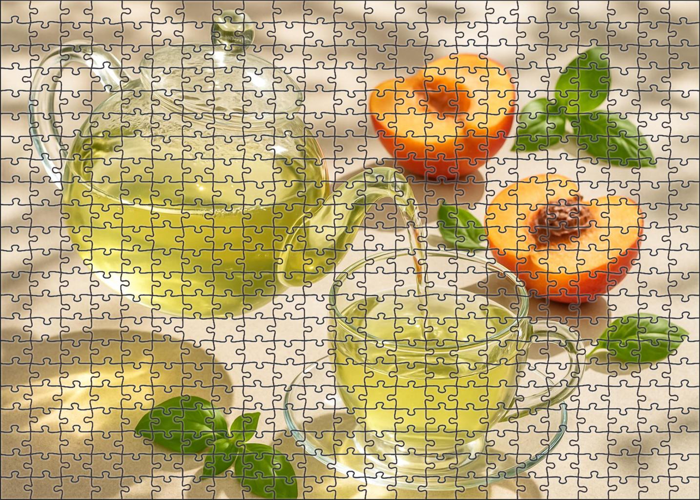 Sunlit Garden Green Tea With Sweet Peach And Fresh Basil Easy Puzzles