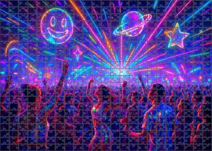 Hyperpop Festival Explosion Vibrant Chaos And Maximalist Energy Custom Jigsaw Puzzle