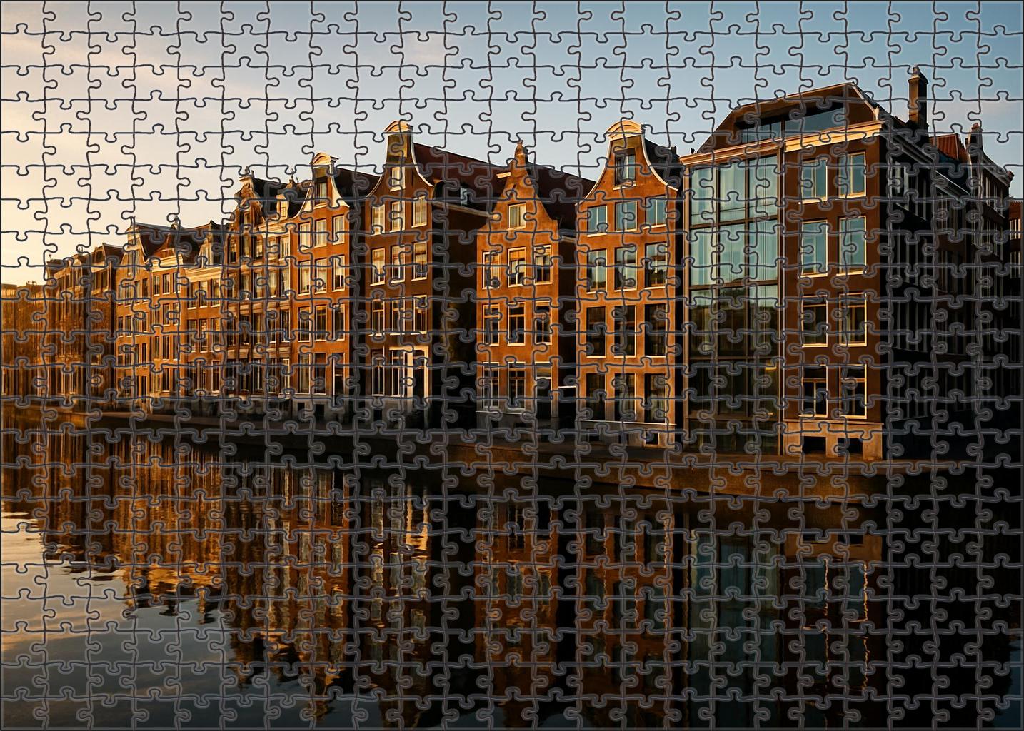 Amsterdam Waterfront Skyline Historic Canals Meet Contemporary Silhouettes 100 Piece Puzzle
