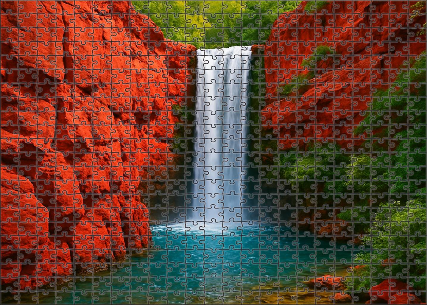 Crimson Echo Falls Premium Puzzle Pieces