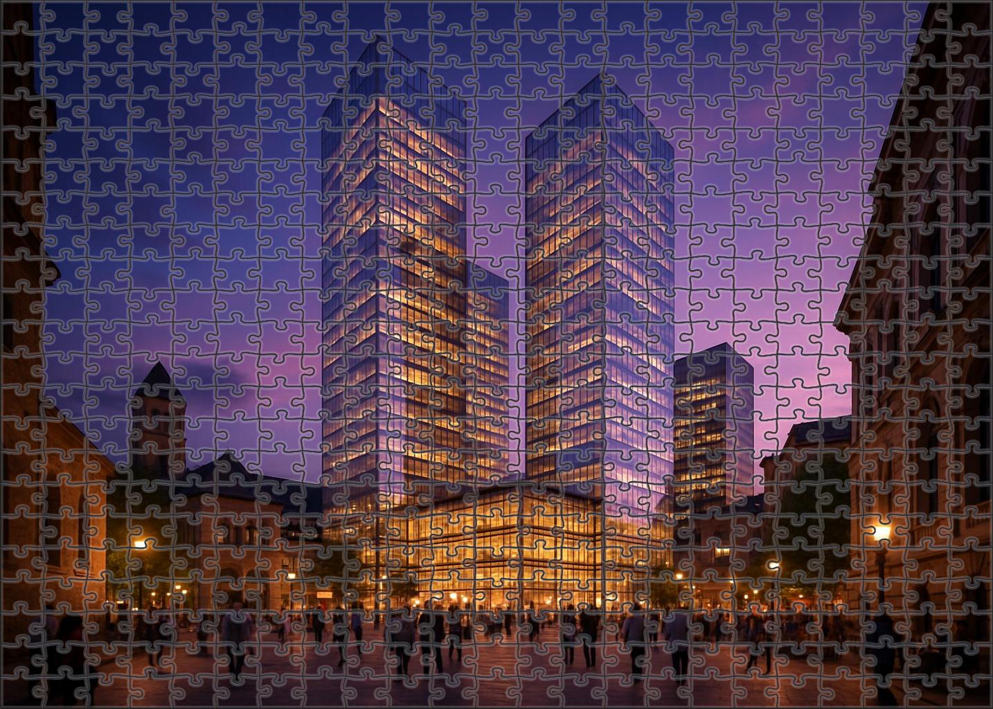 Berlin Potsdamer Platz Skyline A Post-reunification Urban Center With Innovative Glass Towers And Historic Sites Nearby Unique Puzzle Design