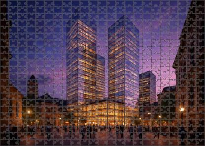 Berlin Potsdamer Platz Skyline A Post-reunification Urban Center With Innovative Glass Towers And Historic Sites Nearby Unique Puzzle Design