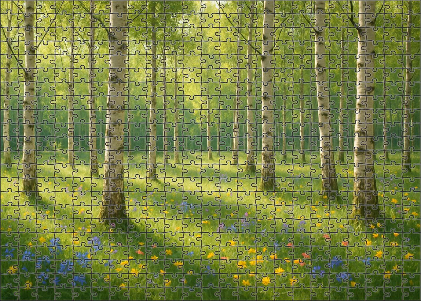 Sun-dappled Birch Stand Unique Puzzle Design
