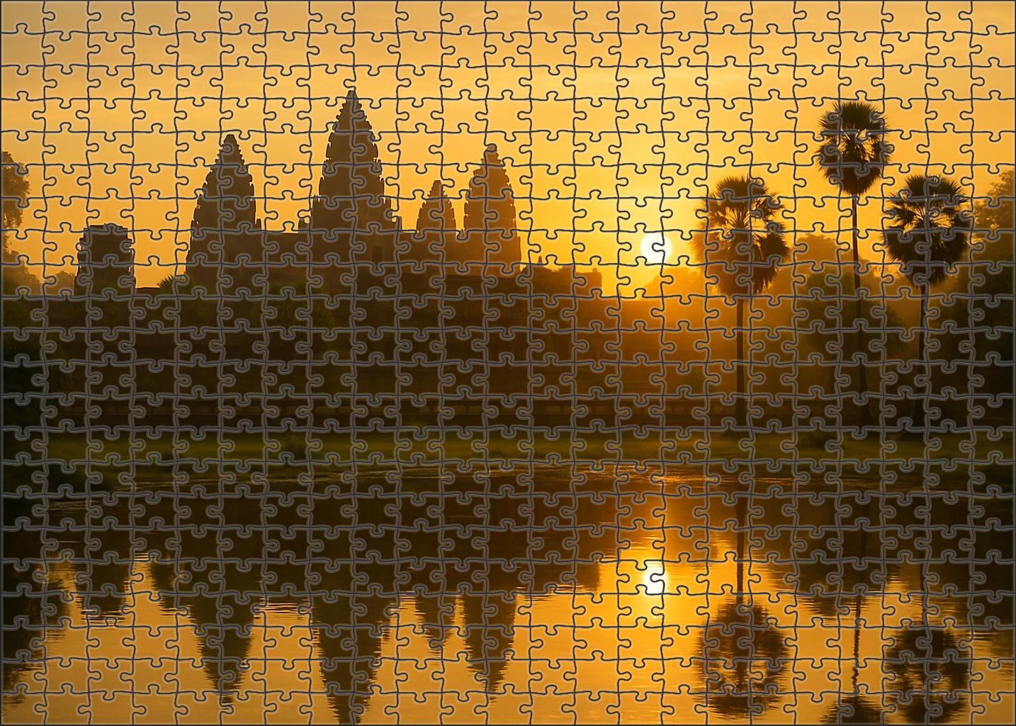 Angkor Wat Situated near Siem Reap Cambodia recognized by 7456 globally as the largest religious monument and symbol of Khmer architecture Wooden Jigsaw Puzzle puzzle
