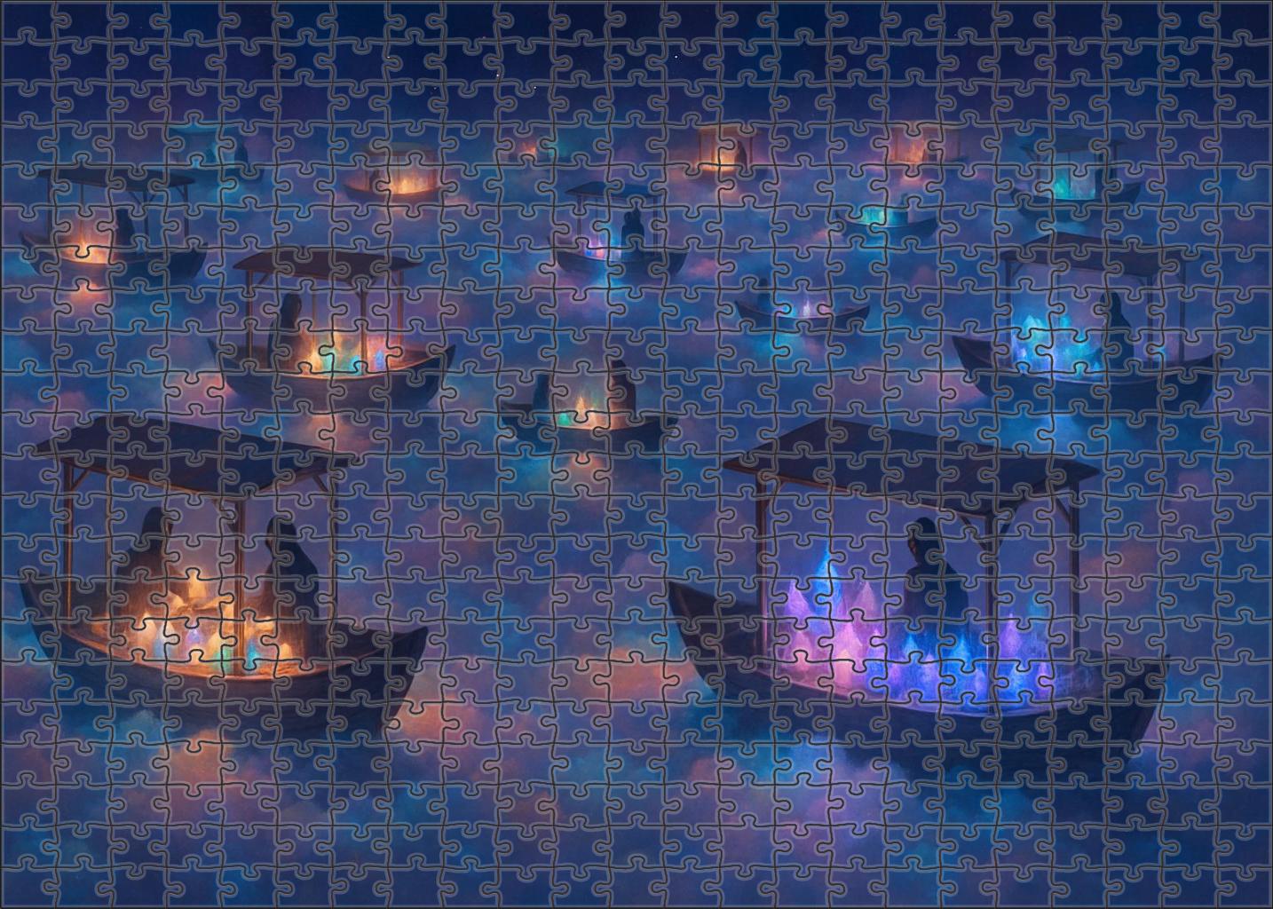 The Floating Market Of Forgotten Dreams Custom Jigsaw Puzzle