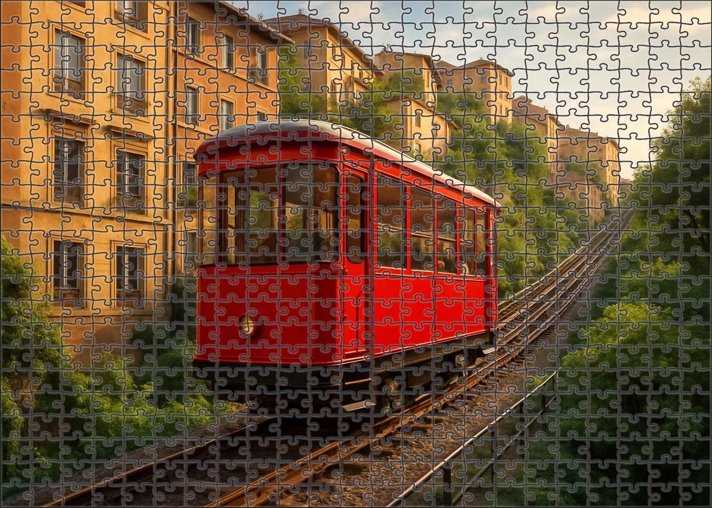 Crimson Fire Funicular Premium Puzzle Pieces