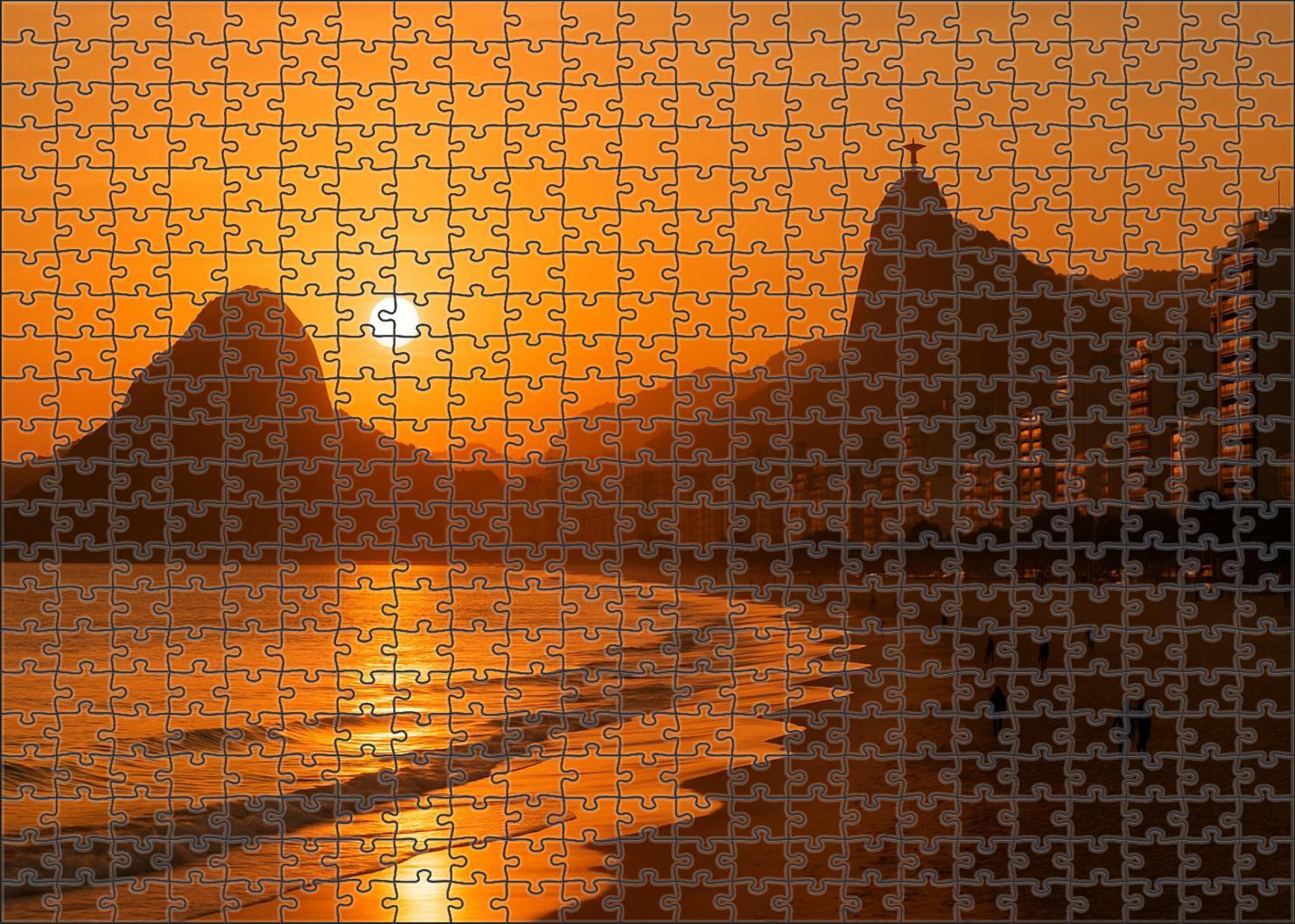 Rio De Janeiro Waterfront Skyline Iconic Beachside Profile Featuring Sugarloaf Mountain And Christ The Redeemer Puzzle Challenge