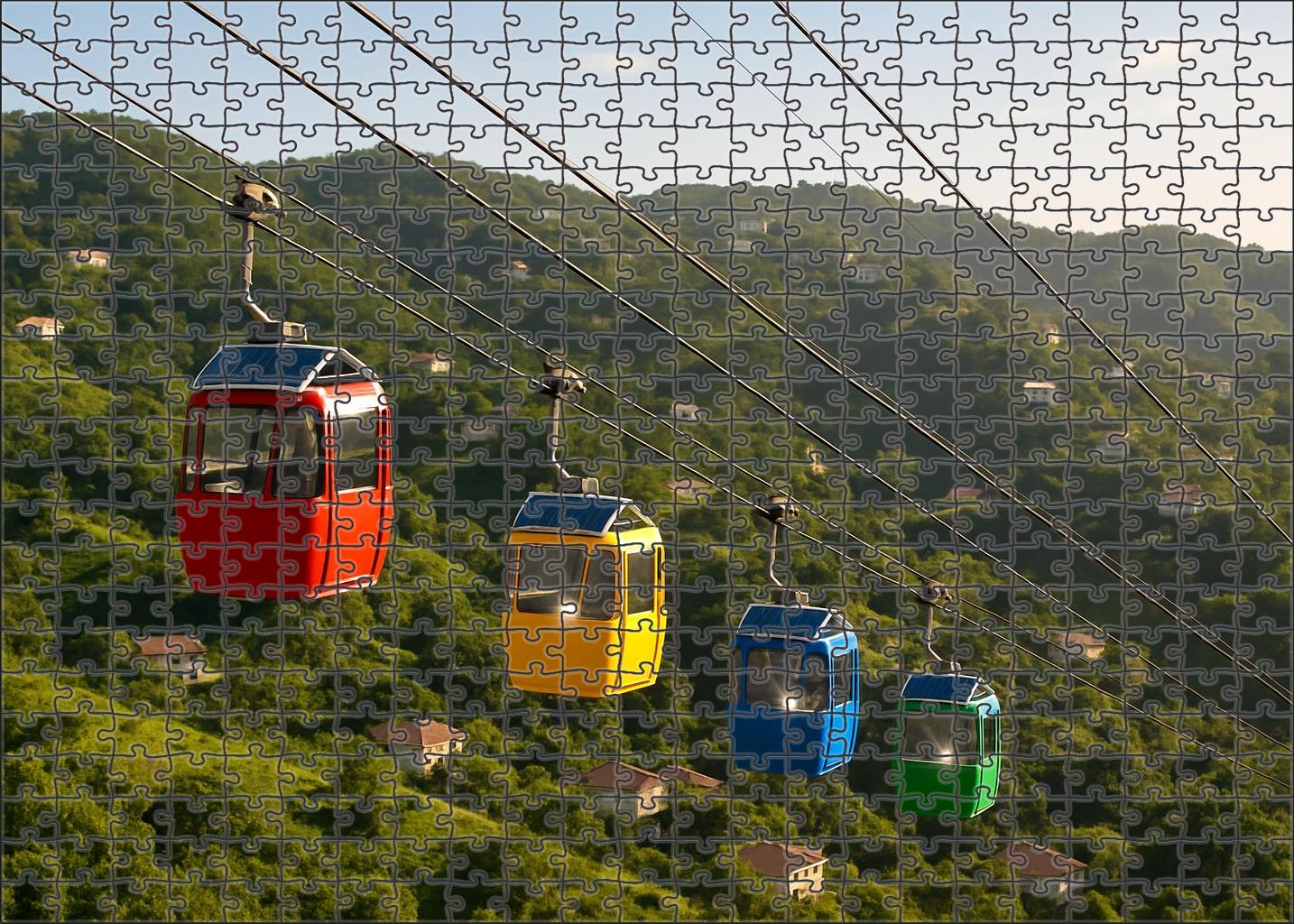 Solar-powered Cable Car Premium Puzzle Pieces