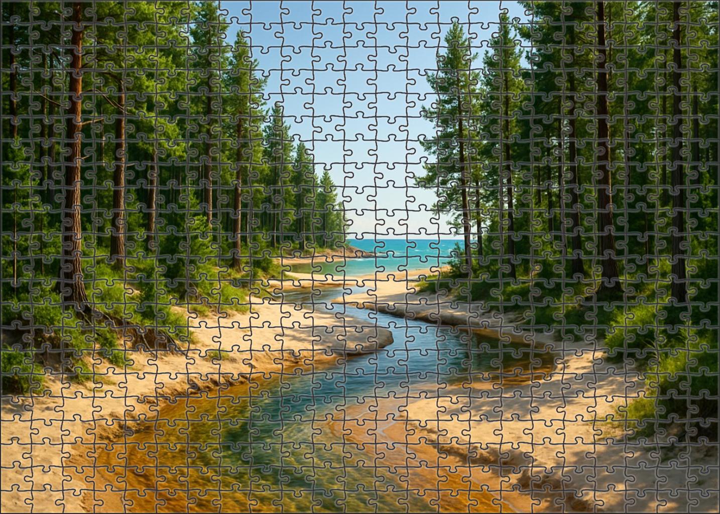 Whispering Pines Beach Forested Coast And Crystal Clear Streams Easy Puzzles