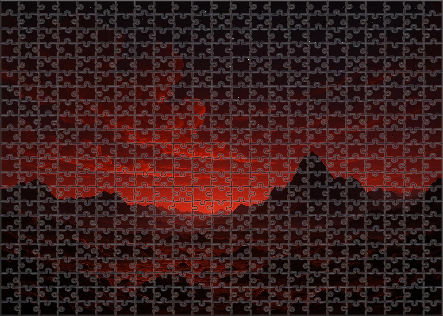 Crimson Twilight Planetary Horizon Puzzle Collection