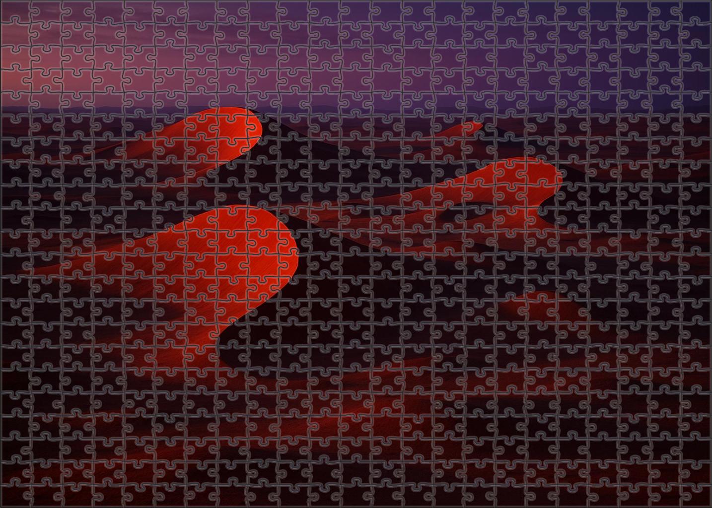 Crimson Crescent Flats Fiery Arcs At Twilight 500 Piece Puzzle