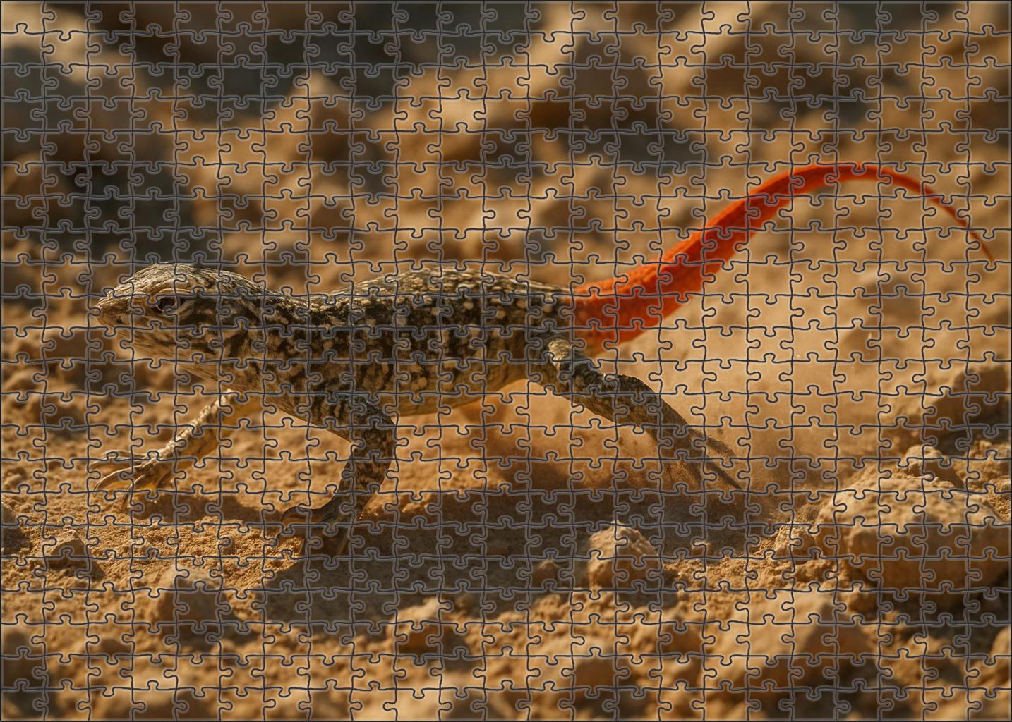Emberback Lizard Scaled Reptile With Fiery Red Tail And Rapid Sprinting Custom Jigsaw Puzzle