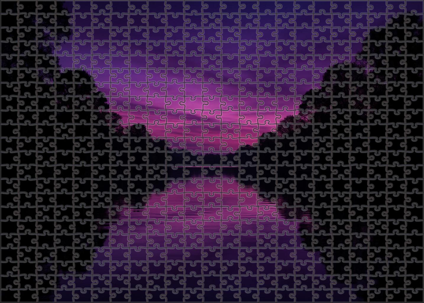 Velvet Dusk Embrace Gentle Purples Over Tranquil Waters Puzzle For Adults