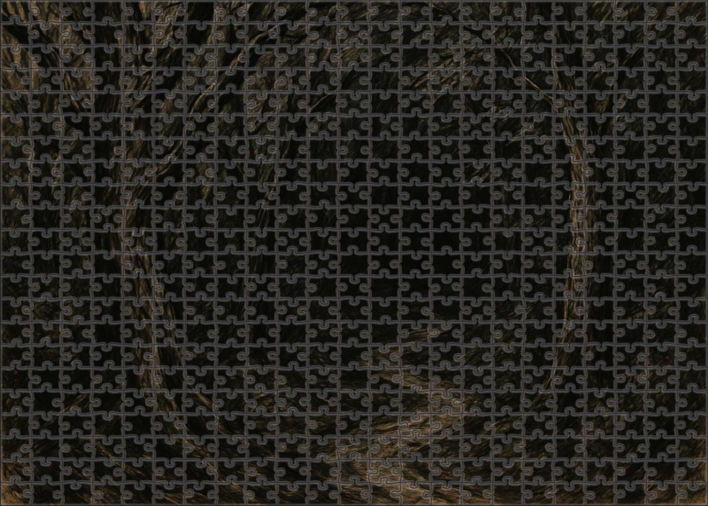 Fantasy Forest Path Expressive Ink And Brush Illustration Of Twisted Trees Puzzle Collection