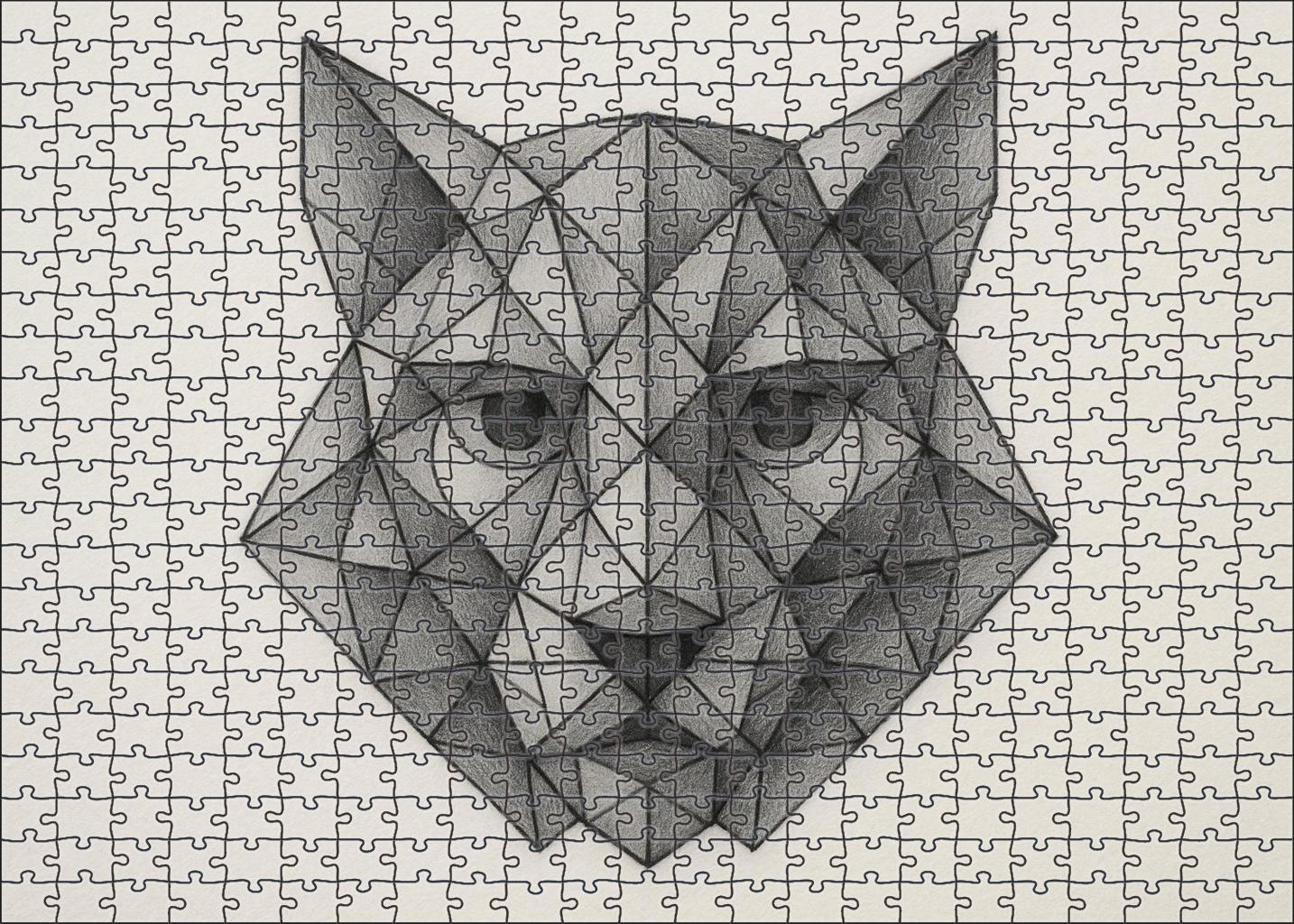 Geometric Animal Portrait Stylized Pencil And Ink Hybrid Illustration Large Format Puzzle