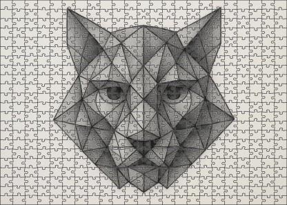 Geometric Animal Portrait Stylized Pencil And Ink Hybrid Illustration Large Format Puzzle