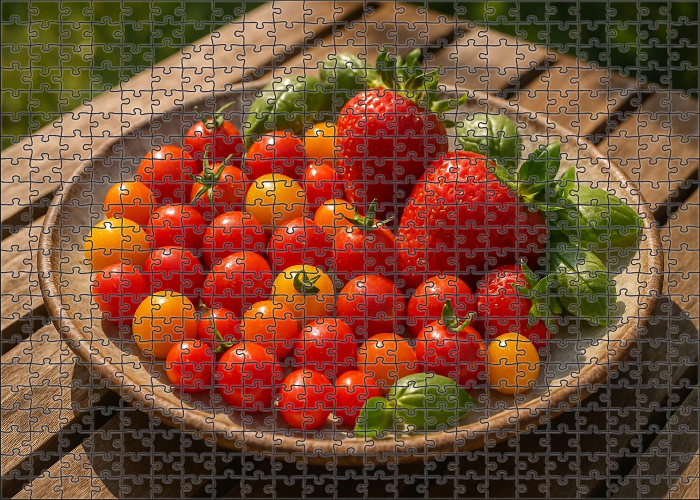 Garden Fusion Tomato Varieties Mixed With Strawberries And Basil Leaves 20 Piece Puzzle