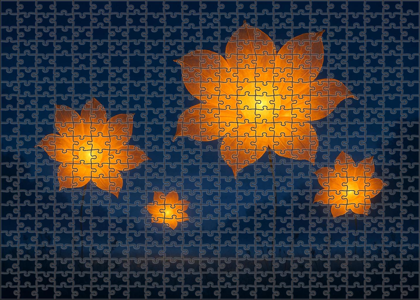 Floating Lantern Gardens Glowing Blossoms Drifting Through Twilight Air Unique Puzzle Design