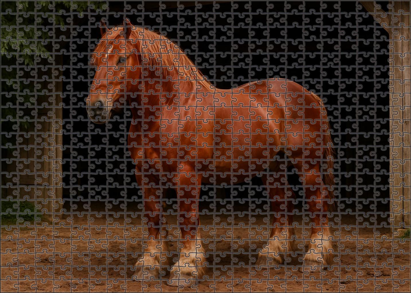 Willow Creek Draft Gentle Giant With Glossy Chestnut Coat 500 Piece Puzzle