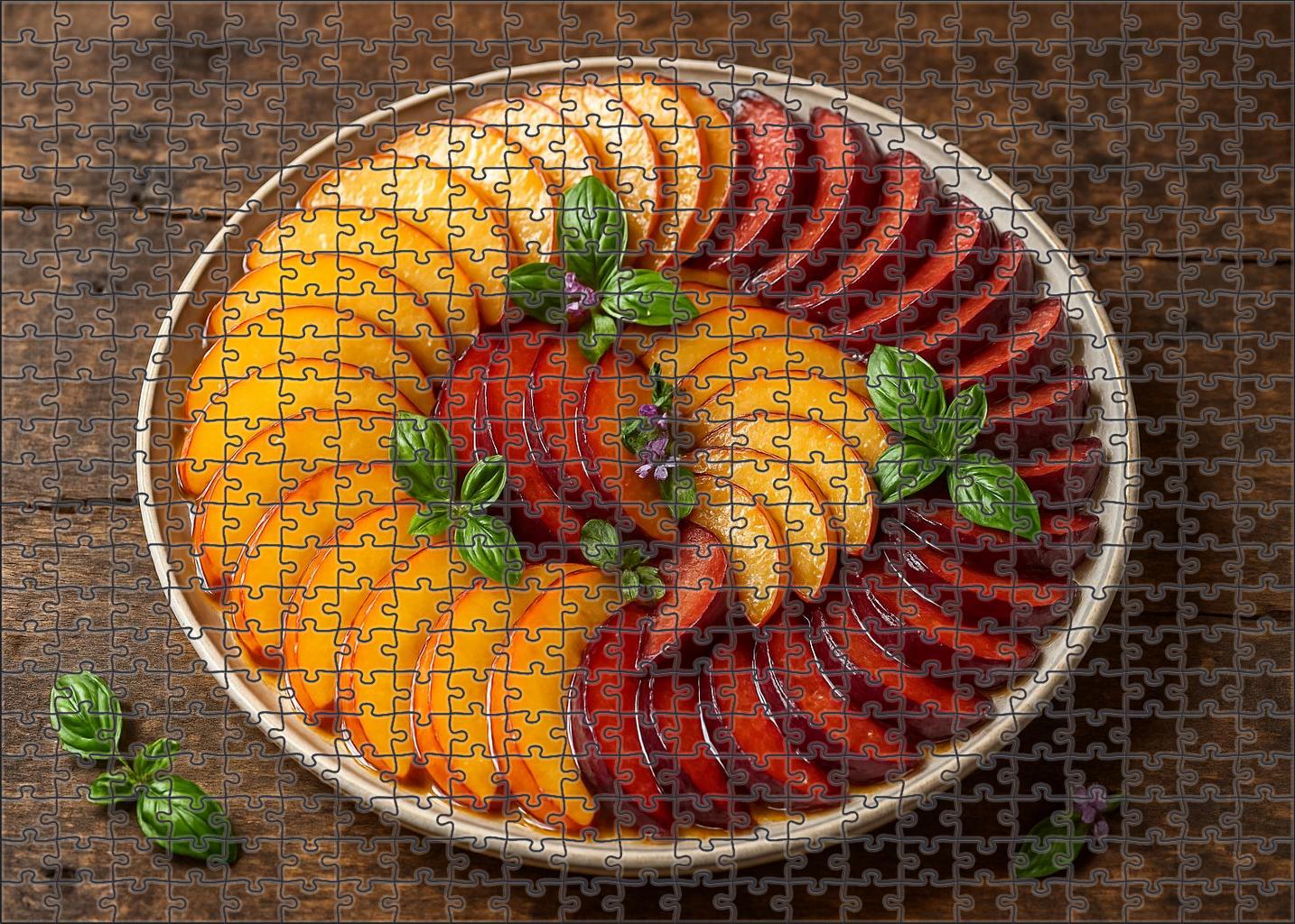 Stone Fruit Serenade Summer Peach And Plum Fan 20 Piece Puzzle