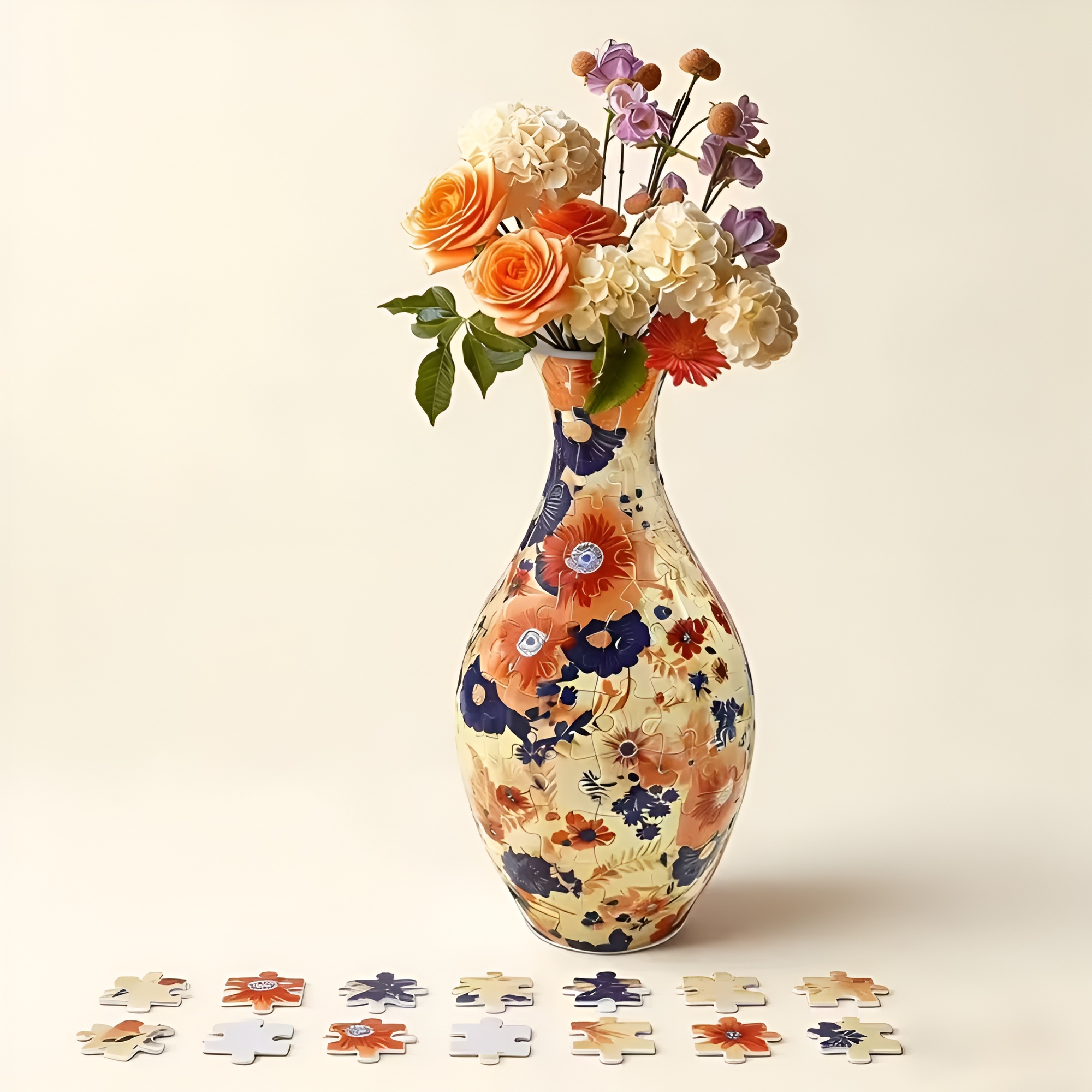 Puzzle Vase Unique Flower Vase for Adults Made By 160 Curved Plastic Puzzle, Relax Puzzles for Adults