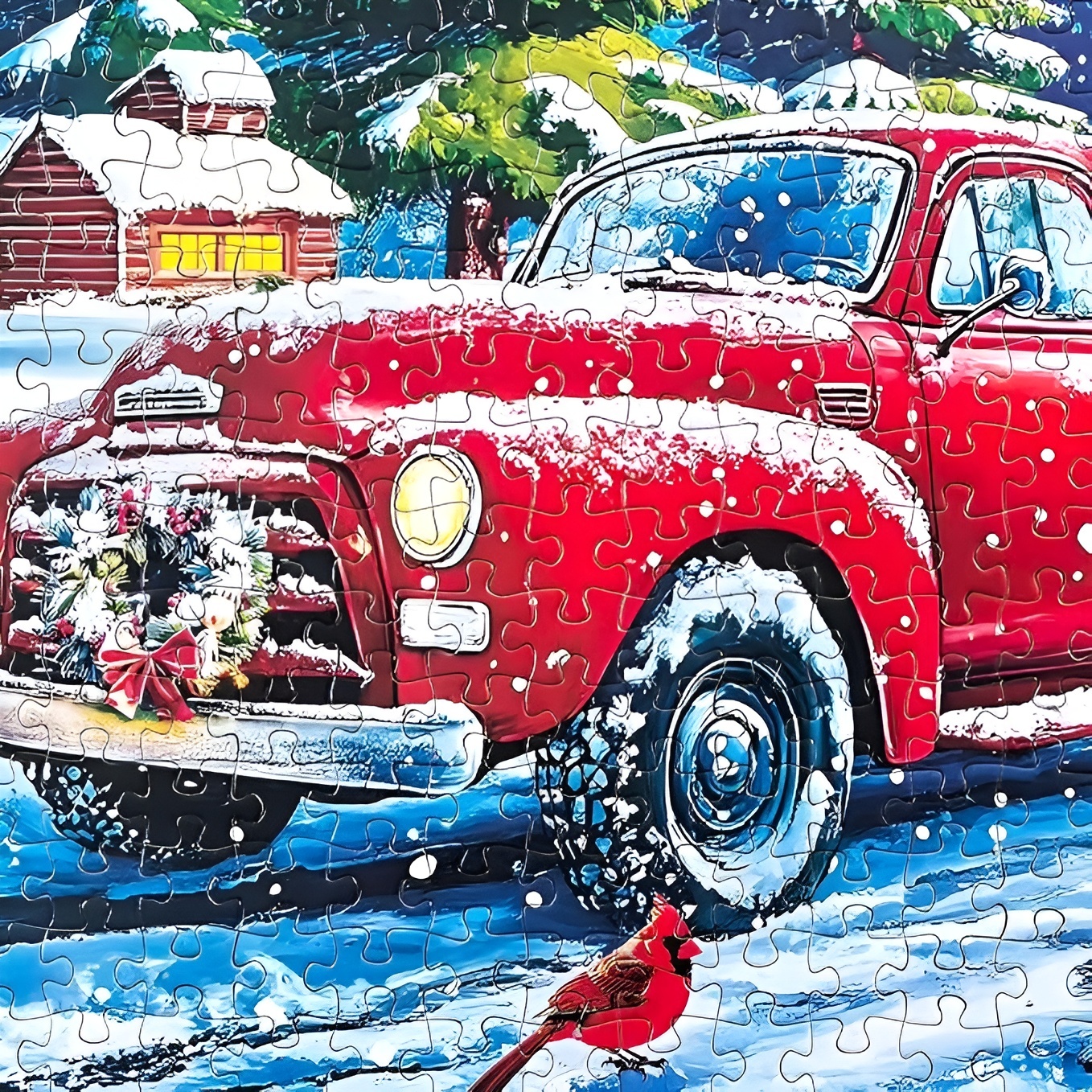 Christmas Farms Red Pickup Jigsaw Puzzles 500 Pieces for Adults