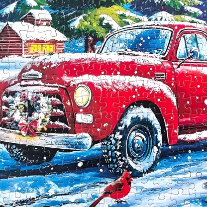 Christmas Farms Red Pickup Jigsaw Puzzles 500 Pieces for Adults