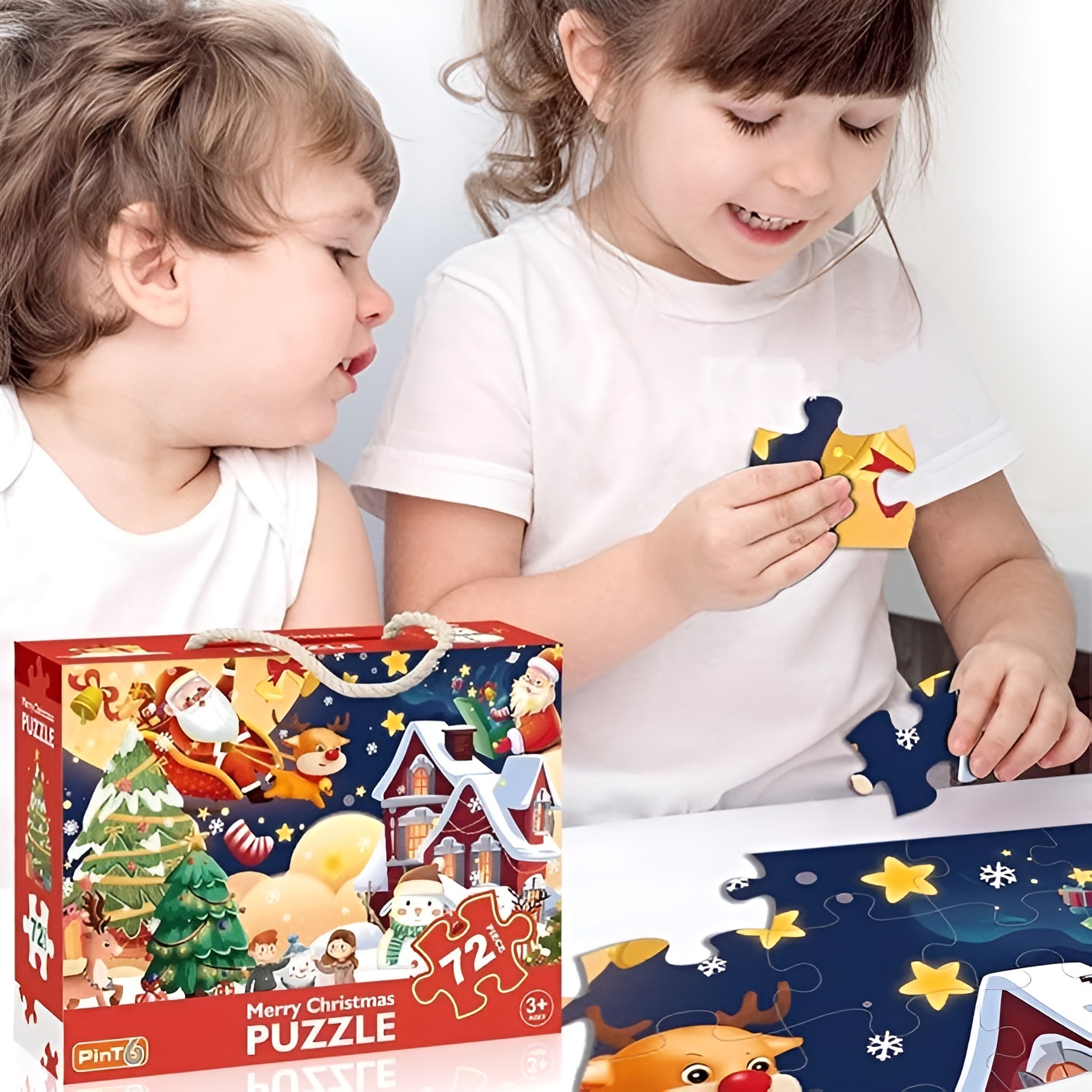 Santa And Reindeer 72 Piece Jumbo Christmas Puzzle For Kids