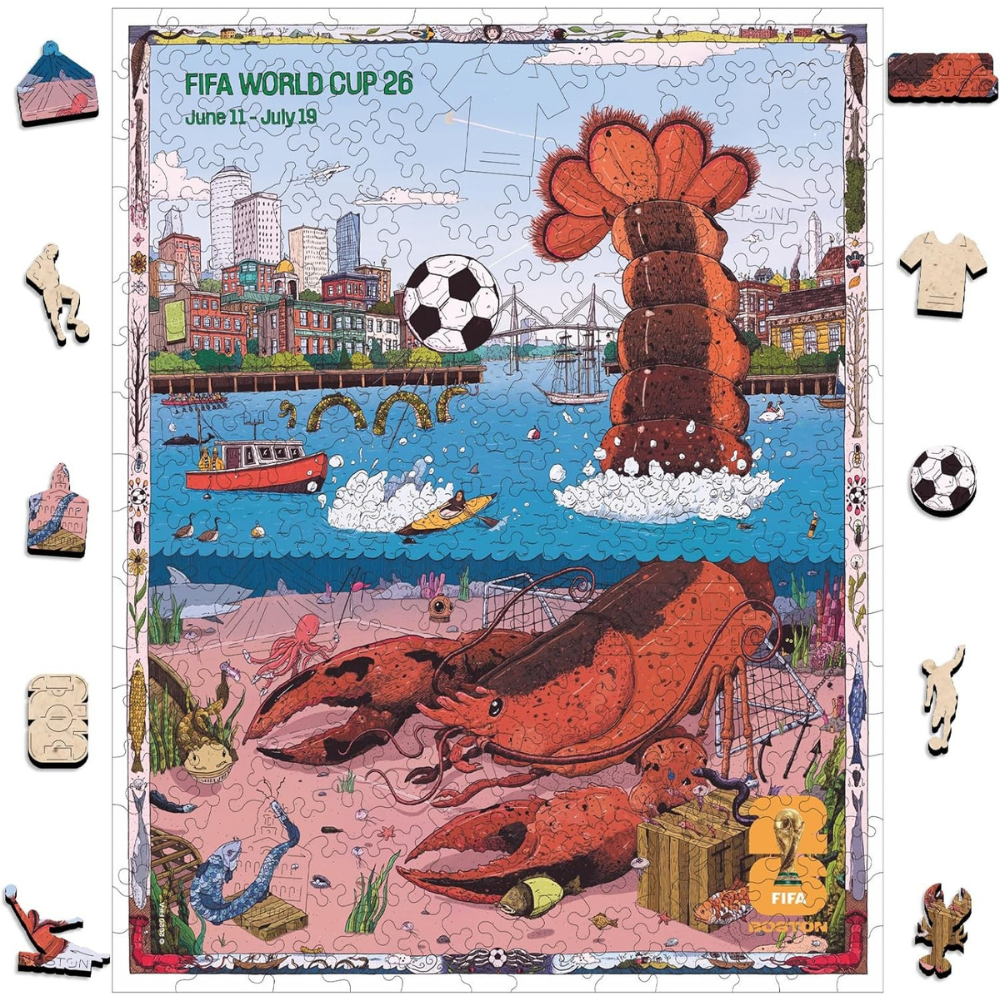 FIFA World Cup 2026 City Boston Poster Wooden Puzzle for Adult