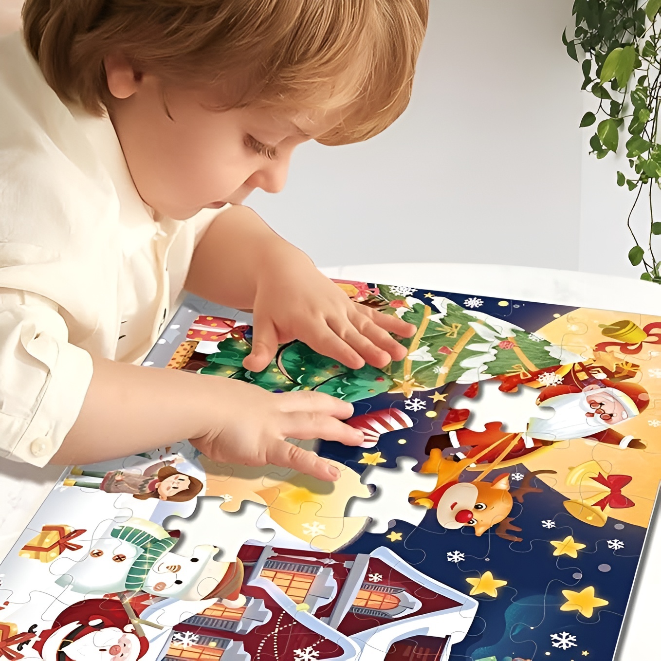 Santa And Reindeer 72 Piece Jumbo Christmas Puzzle For Kids