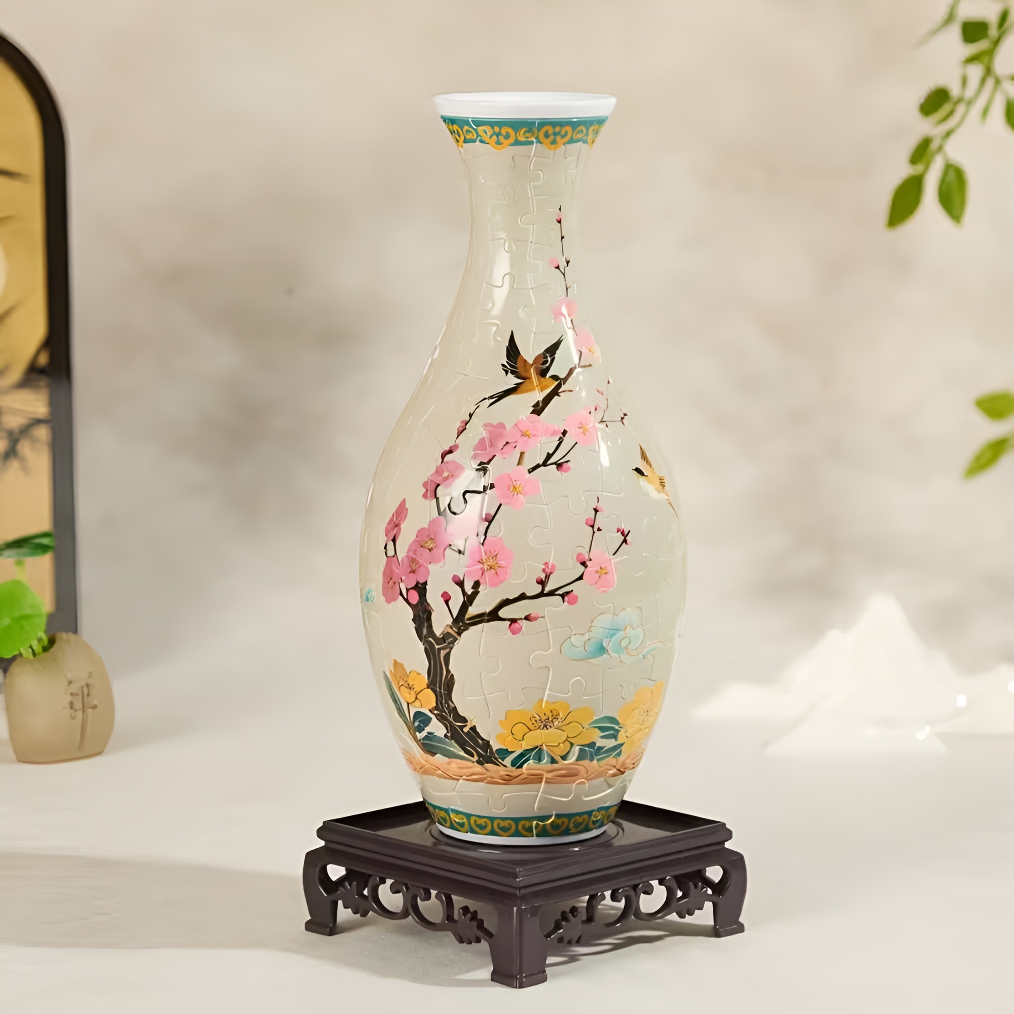 Puzzle Vase Assembly Type Leak-Proof Plastic Flower Container Suitable for Bohemian Style Home Decor