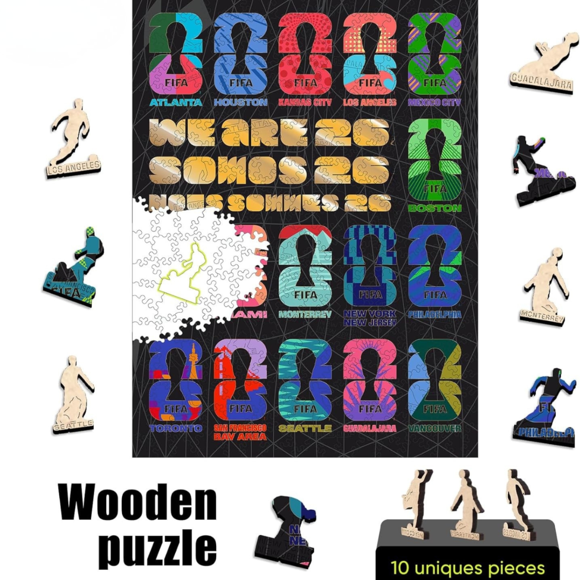 300 Pieces FIFA 2026 Host Cities Wooden Puzzle 