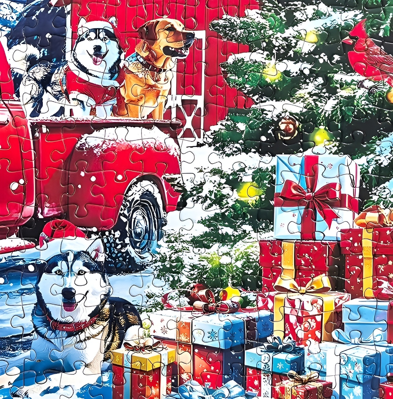 Christmas Farms Red Pickup Jigsaw Puzzles 500 Pieces for Adults