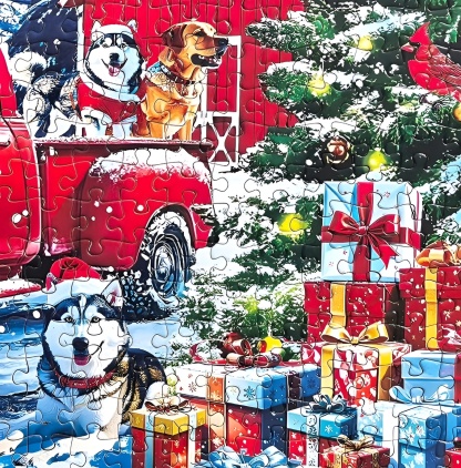 Christmas Farms Red Pickup Jigsaw Puzzles 500 Pieces for Adults