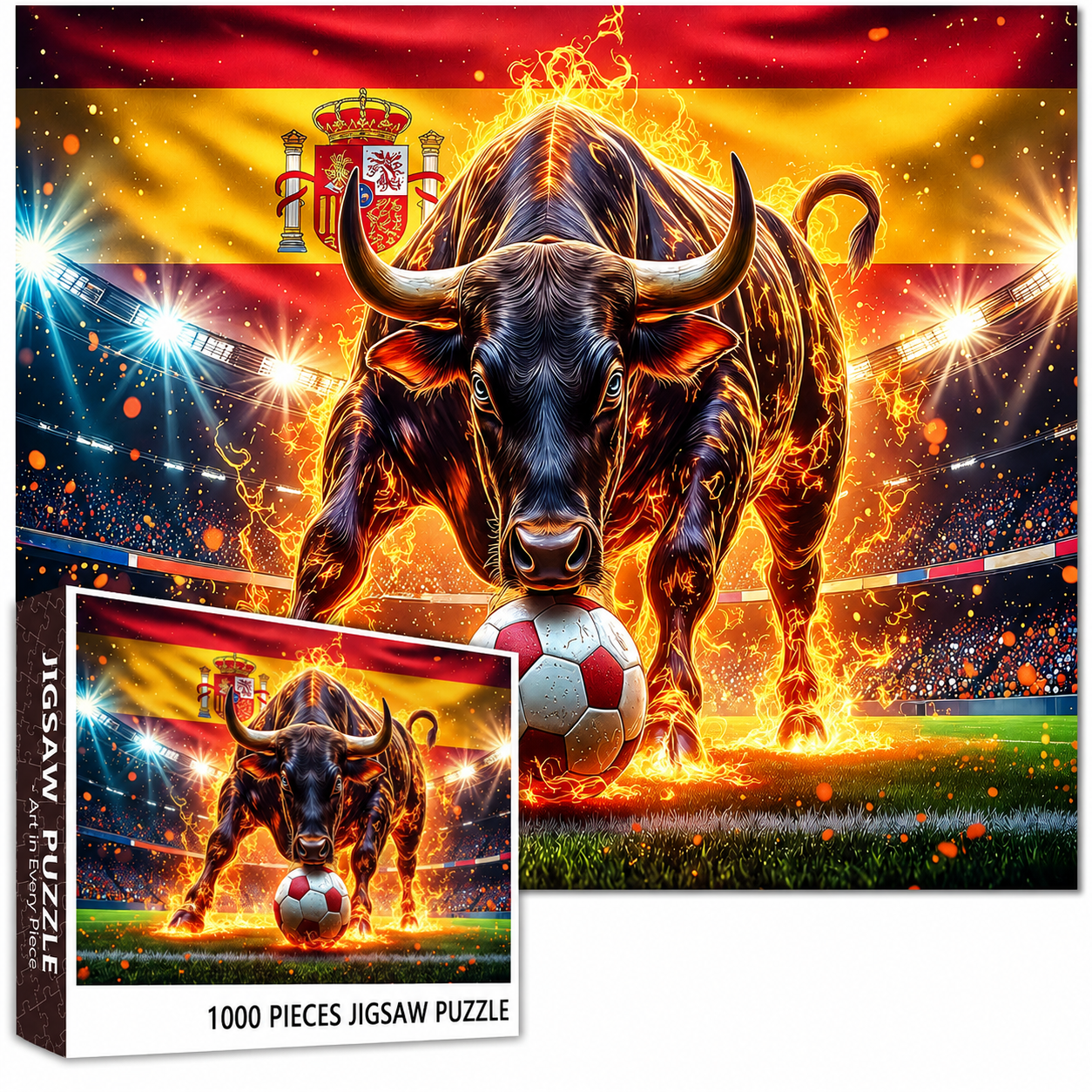 Pack Of 1000 Pieces Spanish Bull Soccer Sports Puzzle For Adults