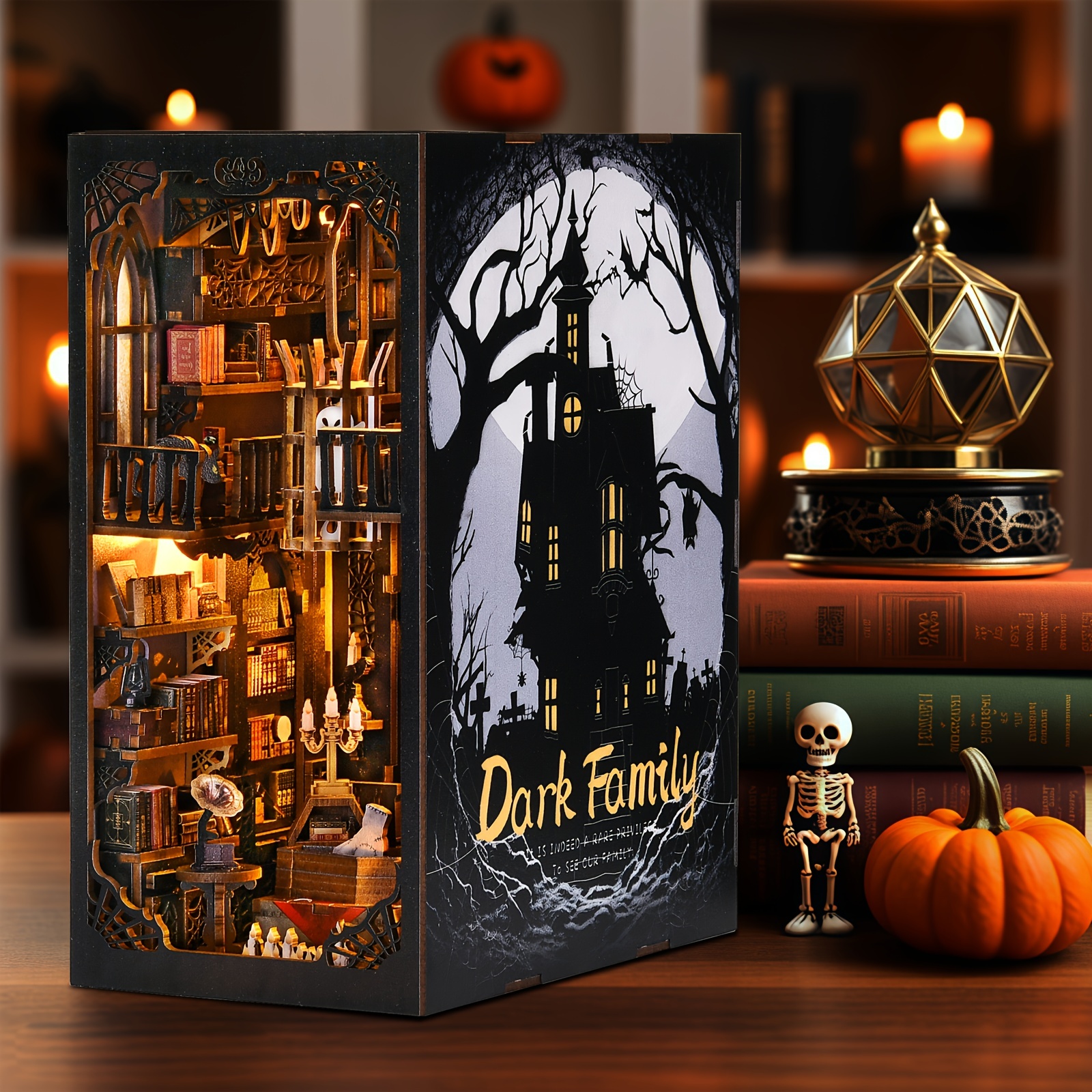 3D Wooden Halloween Book Nook Insert