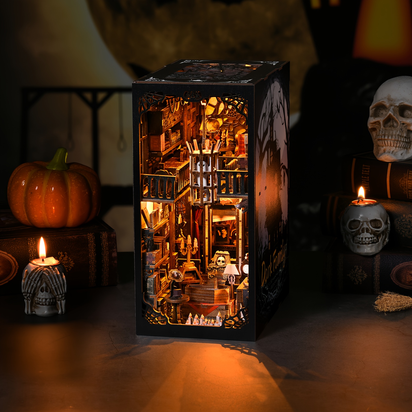 3D Wooden Halloween Book Nook Insert