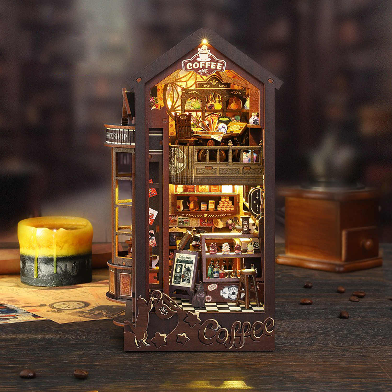 3D Wooden Bookend Book Nook Kit