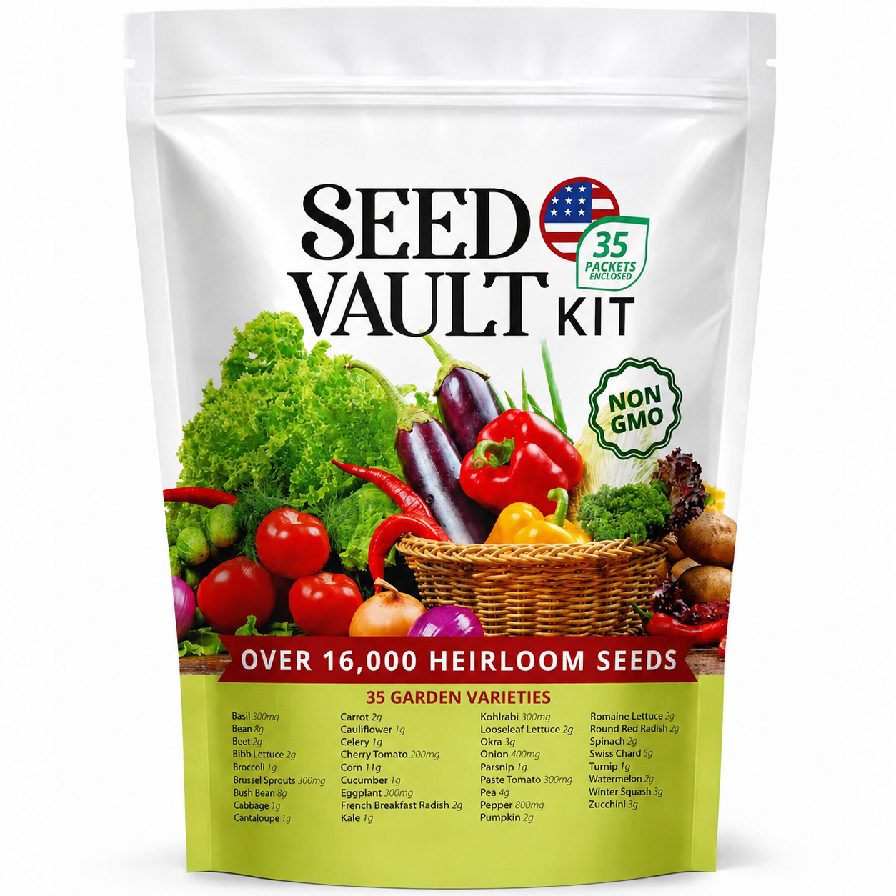 35 Varieties Heirloom Vegetable Seed Mix For Home Garden
