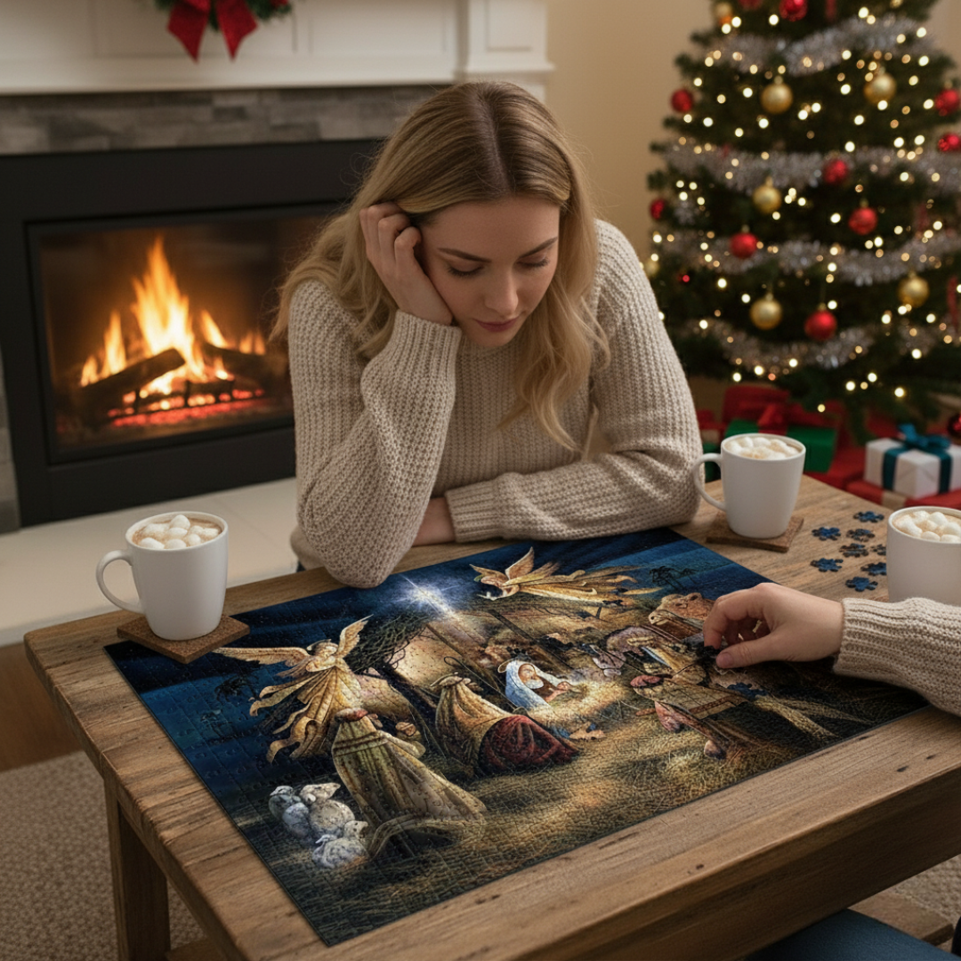 Christmas Nativity Stable Gathering Theme Puzzle