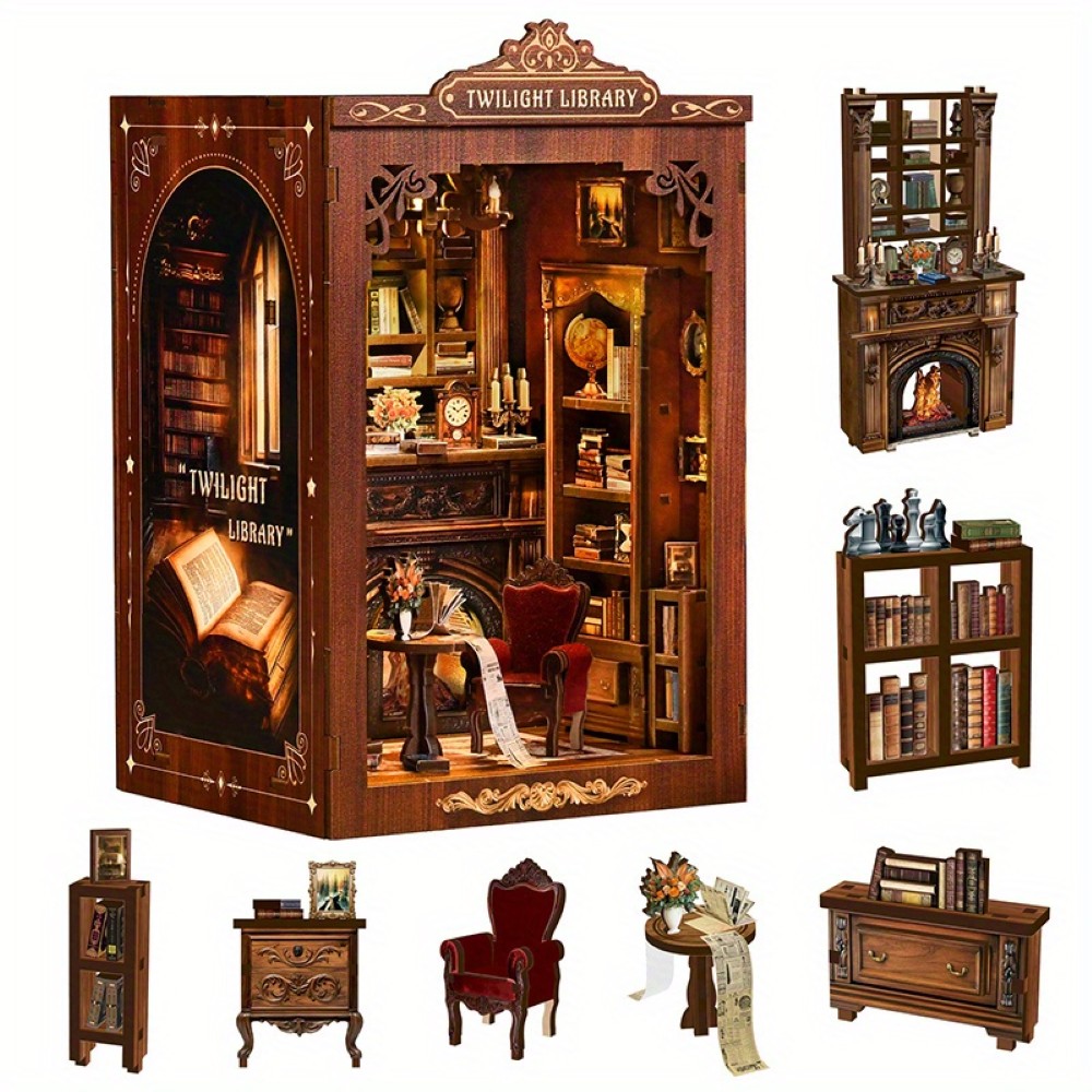 DIY Miniature Dollhouse Book Nook Kit