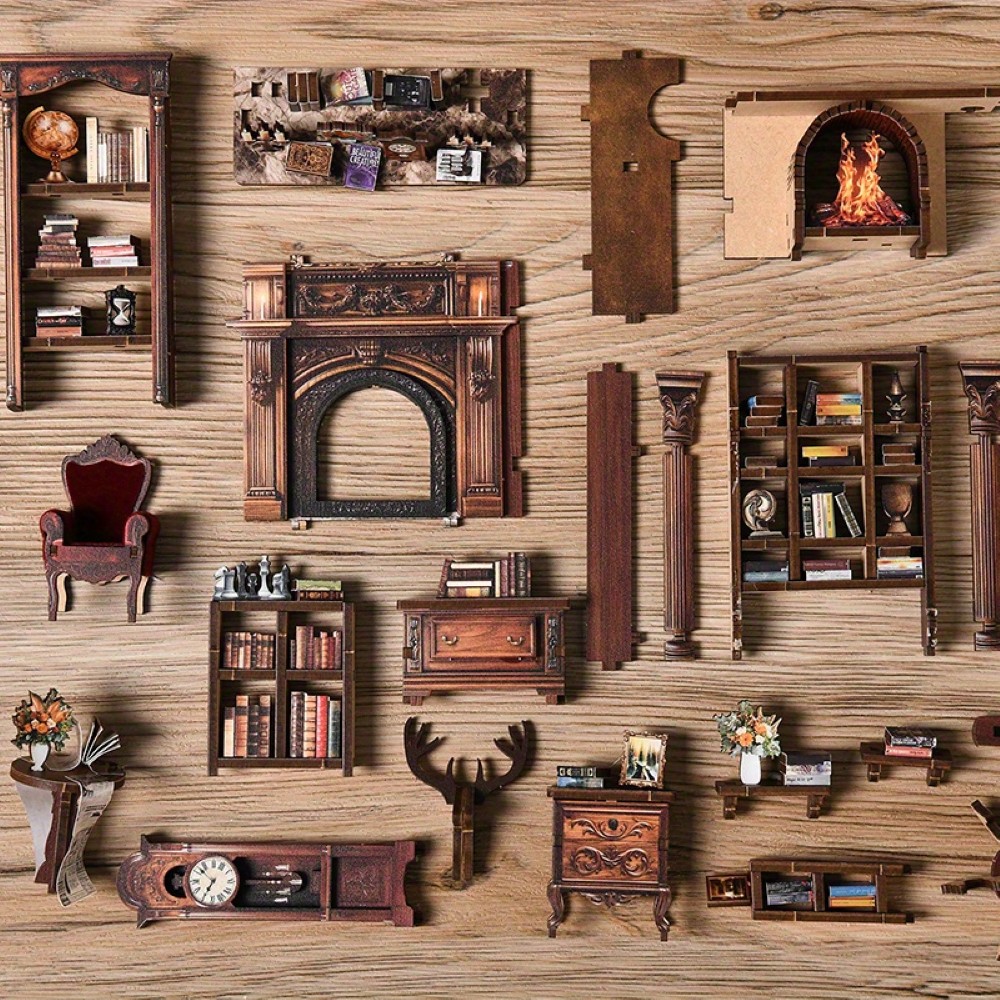 DIY Miniature Dollhouse Book Nook Kit