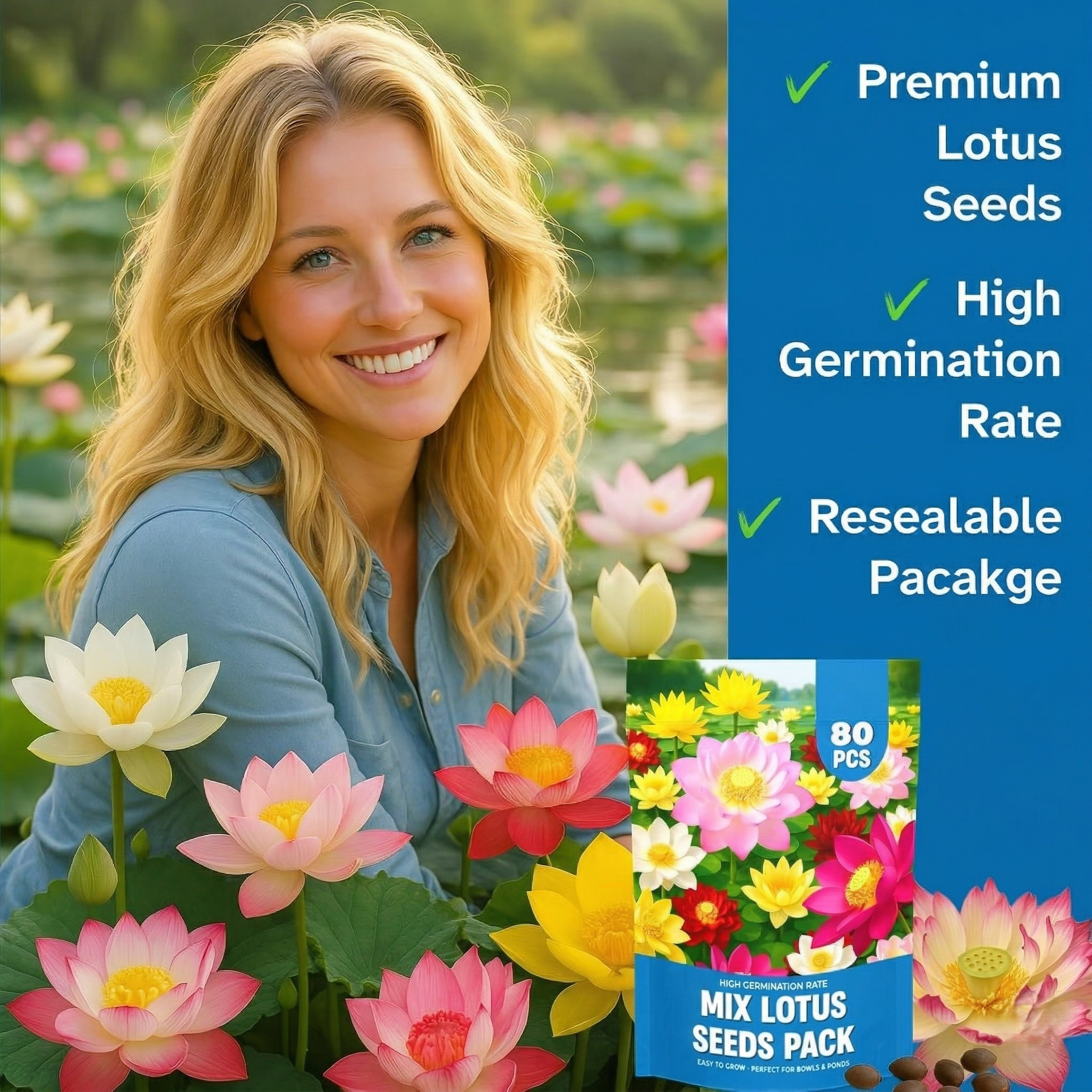 80 Pieces Of Lotus Seeds For Planting For Home Gardening